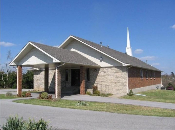 The brick and stone entrance of Countryside Christian Church in Monett
